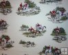 Large Fox Hunt with Horses and Hounds on Mottled Cream Backgroun