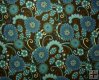 Dark Teal, Brown and Cream Flowers on Brown Background