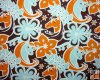 Pumpkin, Orange, Light Turquoise Pony Print with Flowers