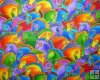 Laurel Burch Mythical Horses, Bright Green, Blue, Teal Orange, P