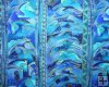 Laurel Burch Mythical Horses, Vivid Teal Blues with Golden Accen