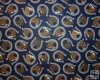 Brown Horse Heads in Silver Horse Shoe on Navy Blue Background