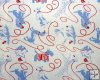 Playful blue Dogs with red accents on cream background