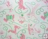 Playful pink Dogs with green accents on cream background